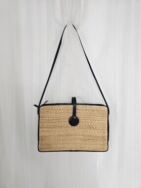 Dokkim Tatami Straw & Leather Shoulder Bag #333 Rare Vintage Collection Summer